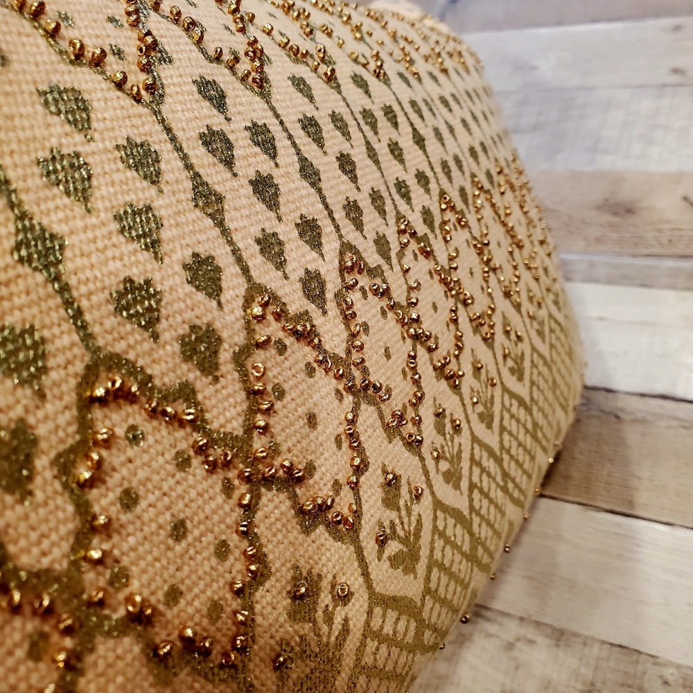 MI CHATEAUX | Beaded Decorative Throw Pillow in Pink sz 23"×13" - Picture 8 of 9